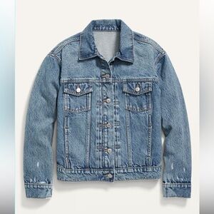 Old Navy Women’s Size M Jacket Classic‎ Denim Blue Trucker Jean Pockets Western